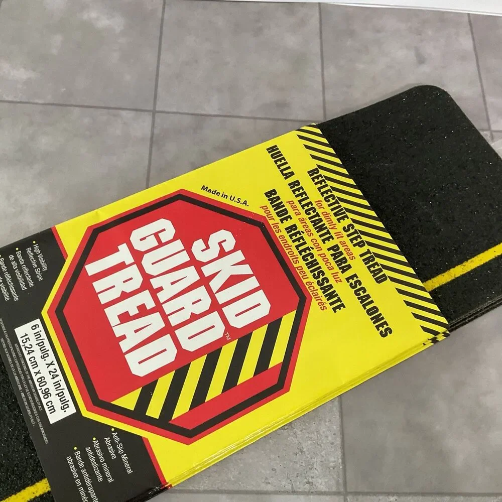 SKID GUARD 6” W X 24”Black/Yellow Stair Tread. New